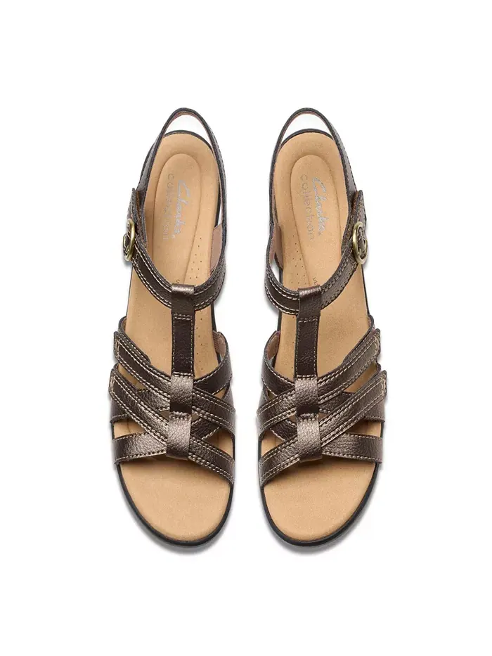 Экю "Emily2 Rose" босоножки на устойчивом каблуке из кожи Clarks — изображение 4 из 7, золотистый