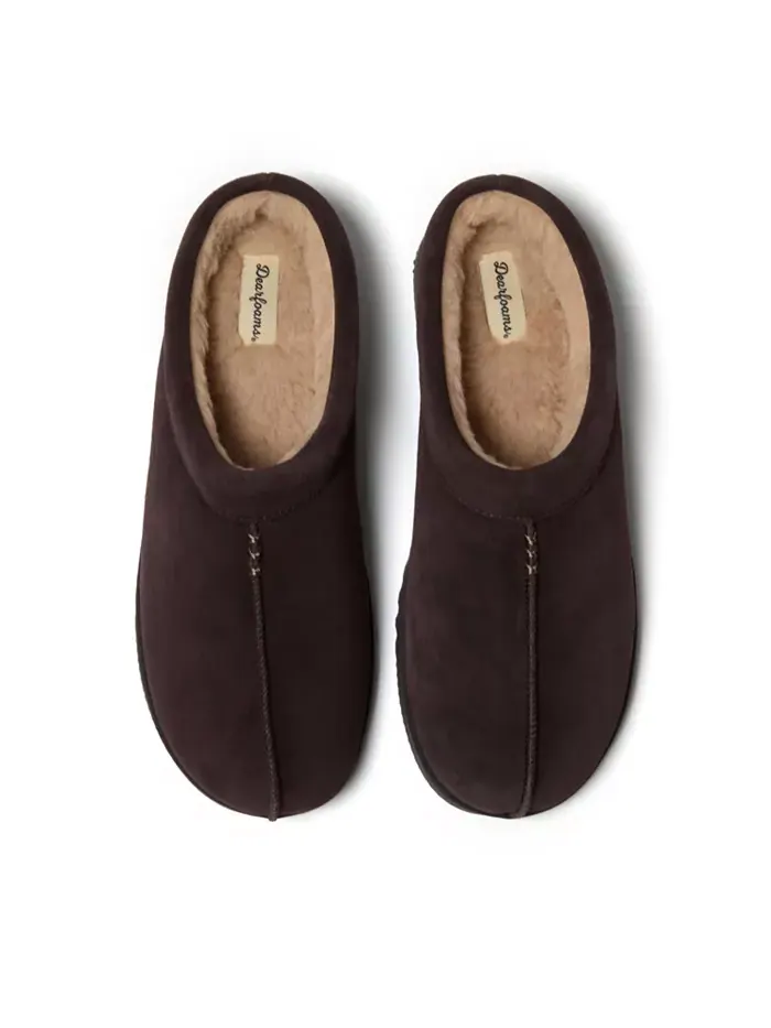 Мужские тапочки Dean из натуральной замши Clog House Shoe Dearfoams — изображение 5 из 5, коричневый