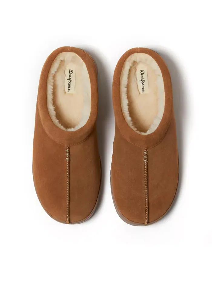 Мужские тапочки Dean из натуральной замши Clog House Shoe Dearfoams — изображение 3 из 5, орех