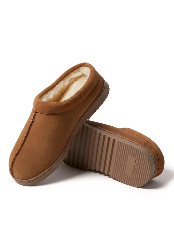 Мужские тапочки Dean из натуральной замши Clog House Shoe Dearfoams — изображение 4 из 5, орех