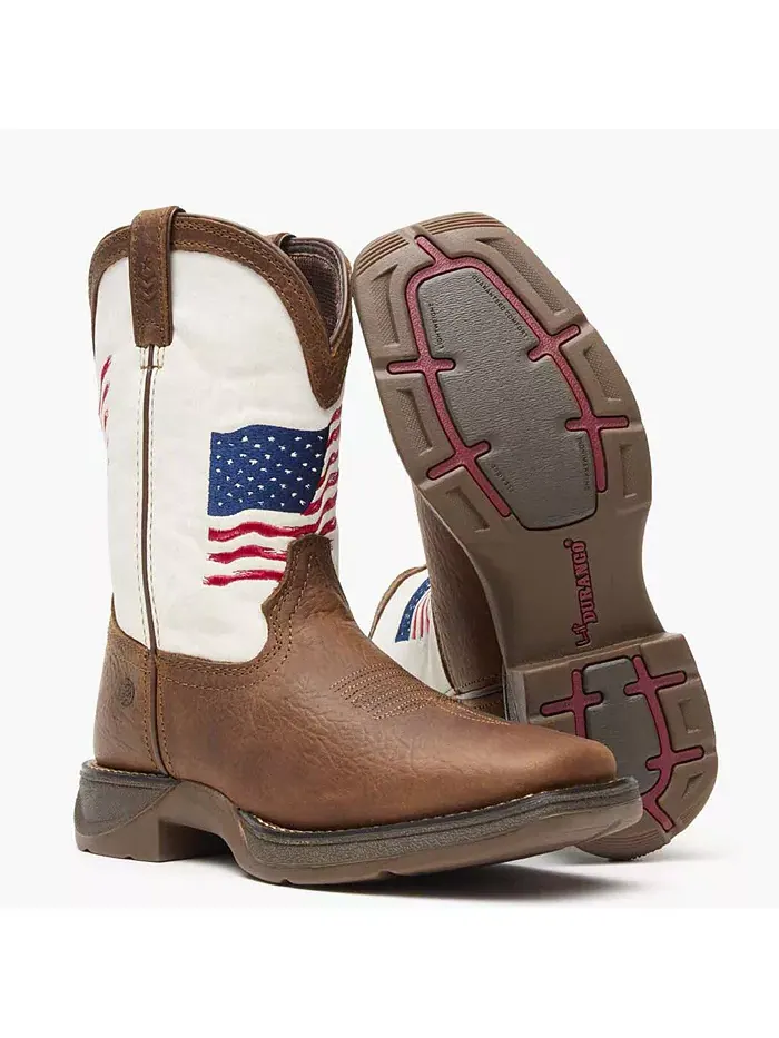 Детские ботинки Lil' Rebel от Distressed Flag Western Boot Durango — изображение 3 из 8, коричневый белый