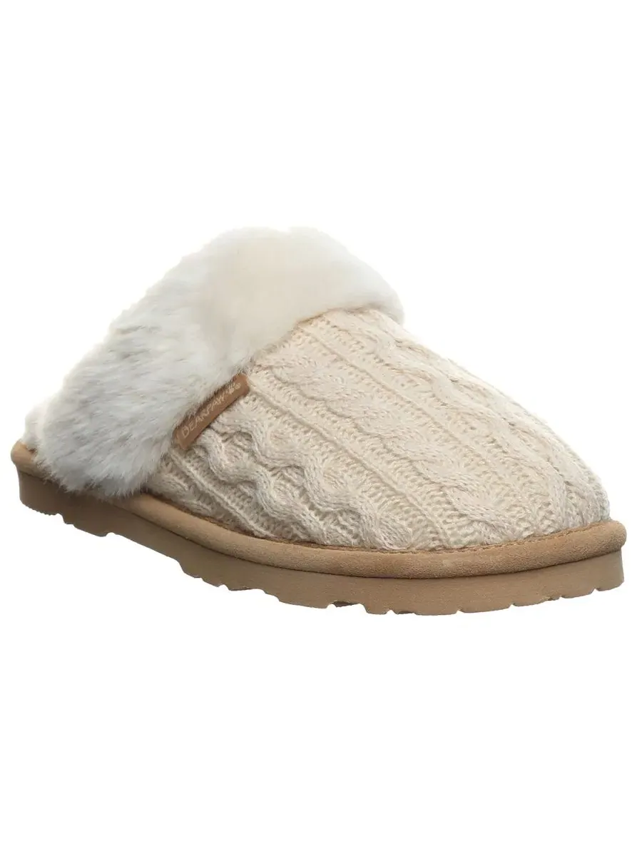 Домашние тапочки-слипоны Rumie из канваса с меховой отделкой BEARPAW — изображение 1 из 8, бежевый