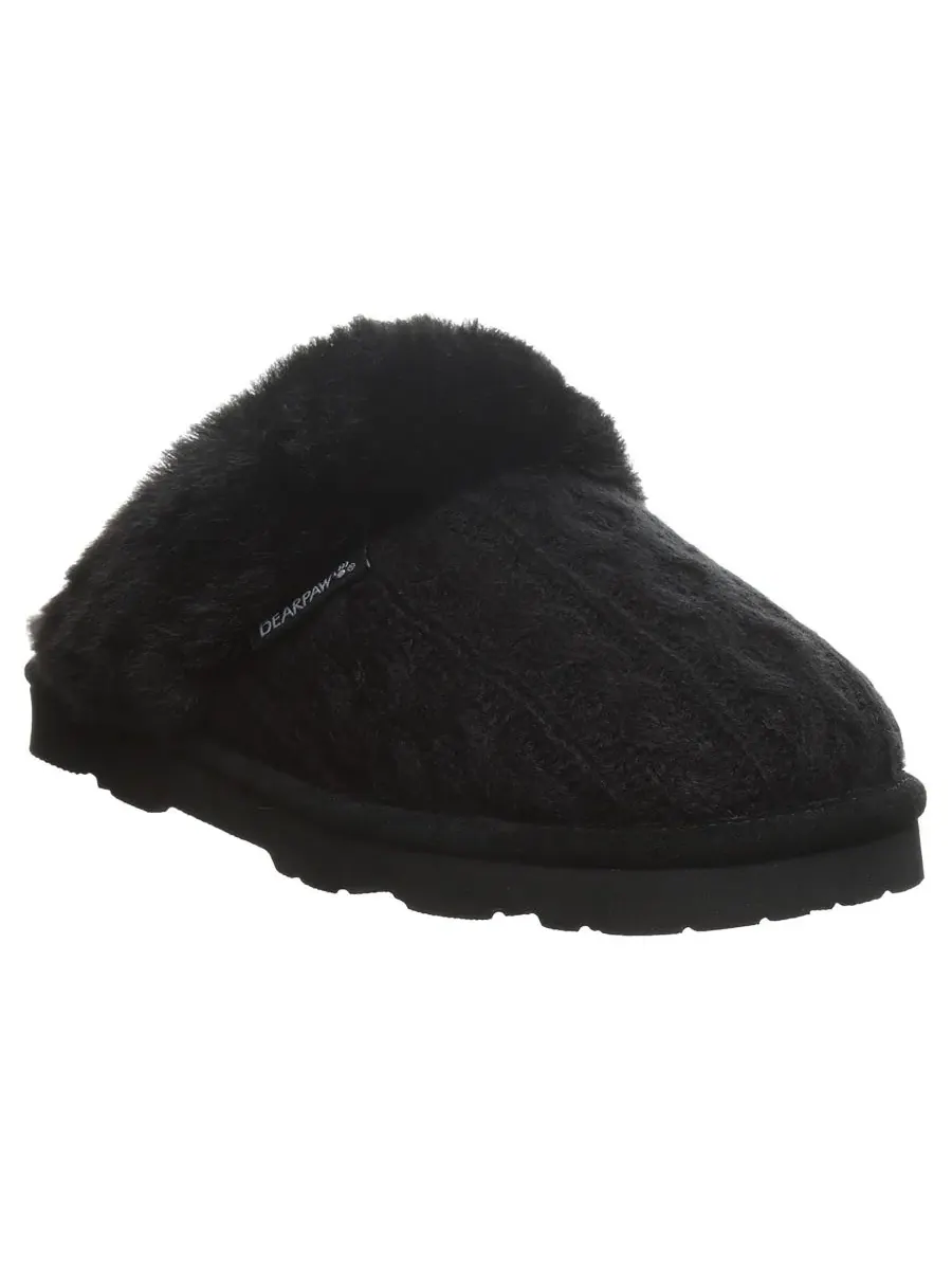 Домашние тапочки Rumie с кабельным трикотажем BEARPAW — изображение 1 из 8, черный