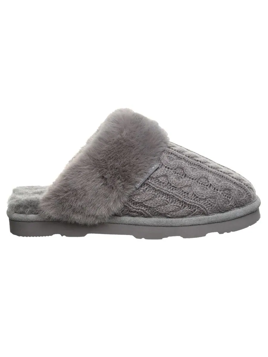 Домашние тапочки-слипоны Rumie Cable Knit BEARPAW — изображение 2 из 8, темно-серый