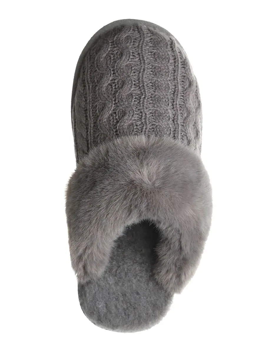 Домашние тапочки-слипоны Rumie Cable Knit BEARPAW — изображение 4 из 8, темно-серый