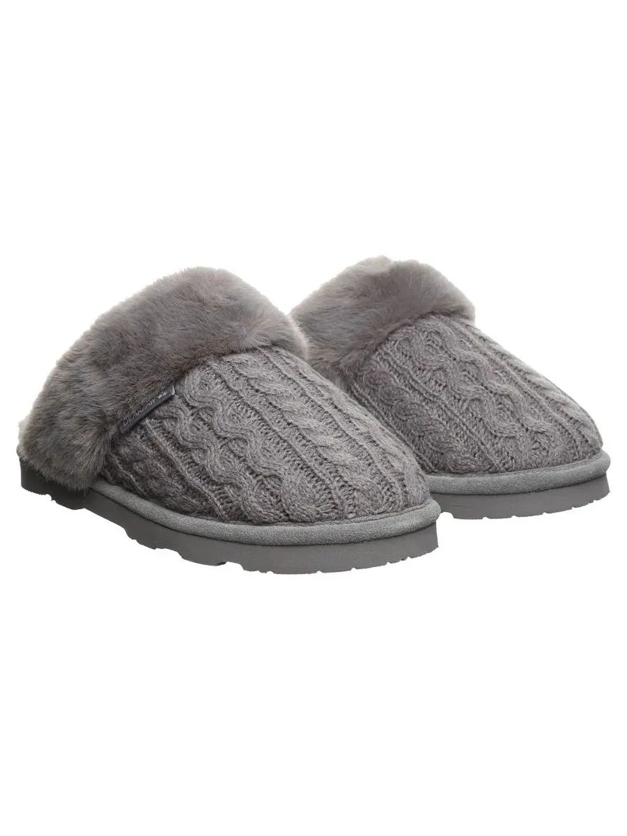 Домашние тапочки-слипоны Rumie Cable Knit BEARPAW — изображение 6 из 8, темно-серый