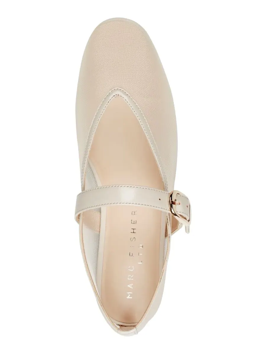 Женские балетки Godina Mesh Mary Jane Dress Flats Marc Fisher LTD, айвори mesh/leather — изображение 4 из 5, слоновая кость