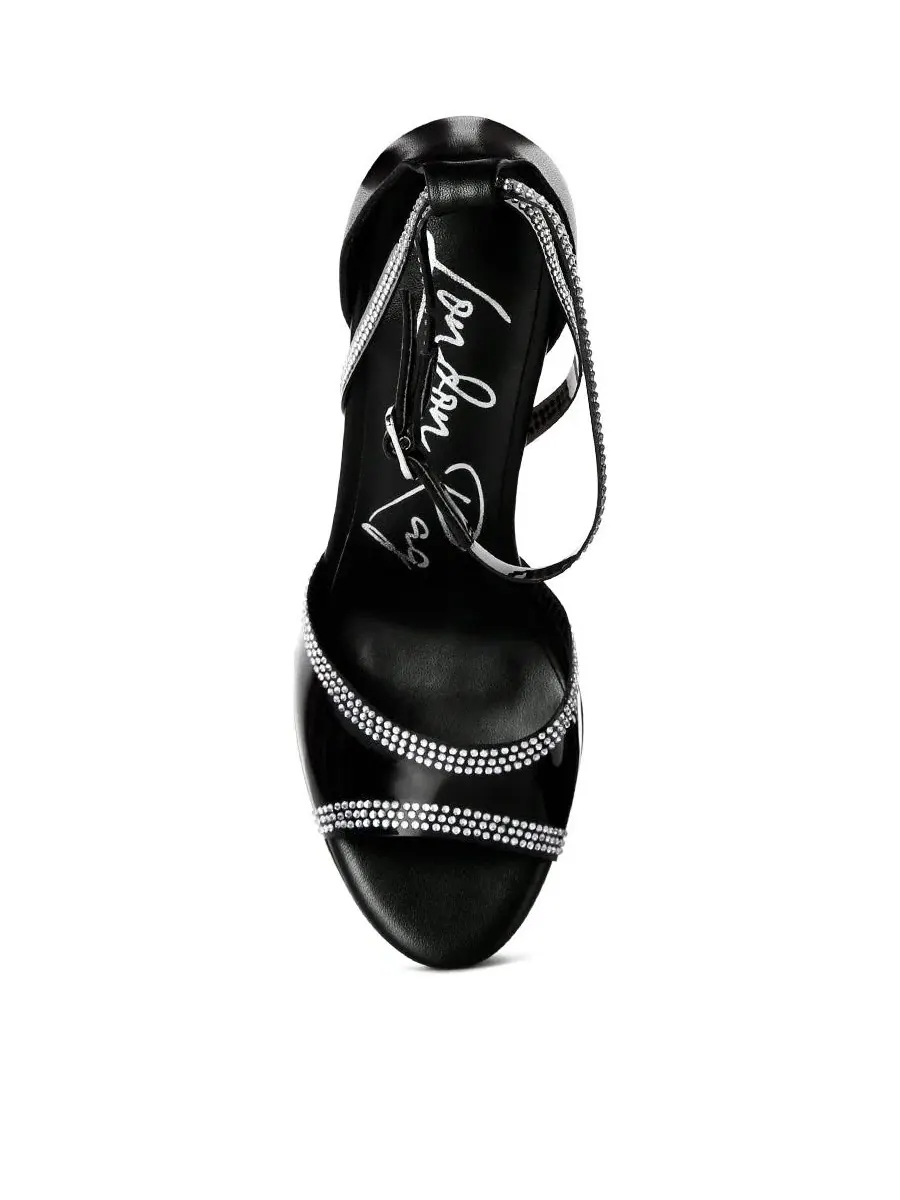 Босоножки-стилетто с принтом и декором Cinderella Rhinestones London Rag — изображение 5 из 7, черный