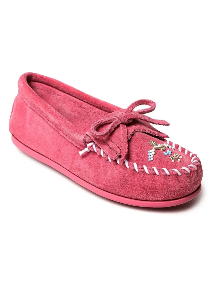 Детские мокасины с бисером Thunderbird Animikii Minnetonka — изображение 1 из 6, розовый