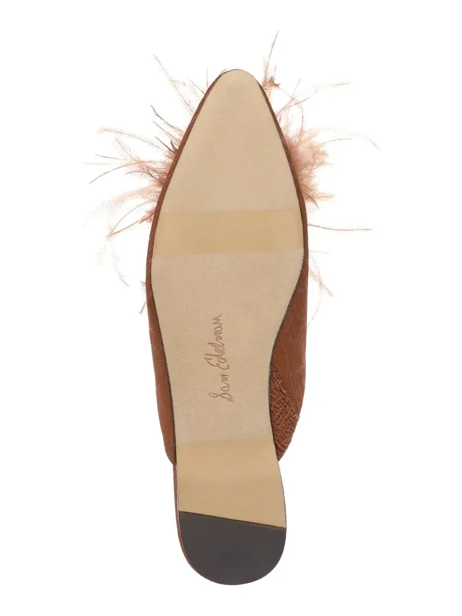 Мюли с перьевой помпой Khai Feather Sam Edelman, Bright Bourbon Satin Fabric — изображение 5 из 5