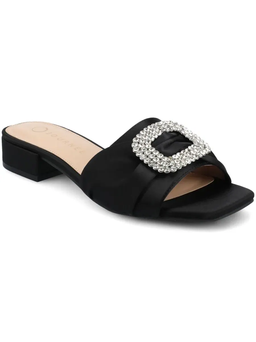 Босоножки-слипоны с квадратным мысом и каблуком Flavia Embellished Slide Sandals Journee Collection
