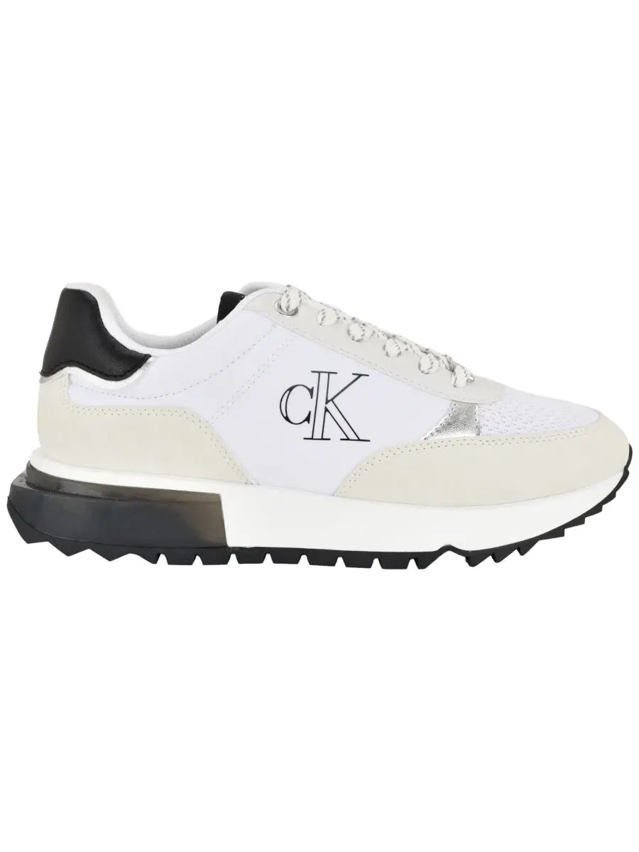Кроссовки с рельефной подошвой Melidee Logo Calvin Klein — изображение 2 из 5, белый/серебристый/черный