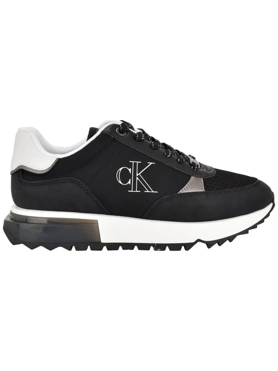 Кроссовки женские с текстильным верхом, модель Melidee Logo Lace-Up Calvin Klein — изображение 2 из 5, черный//белый