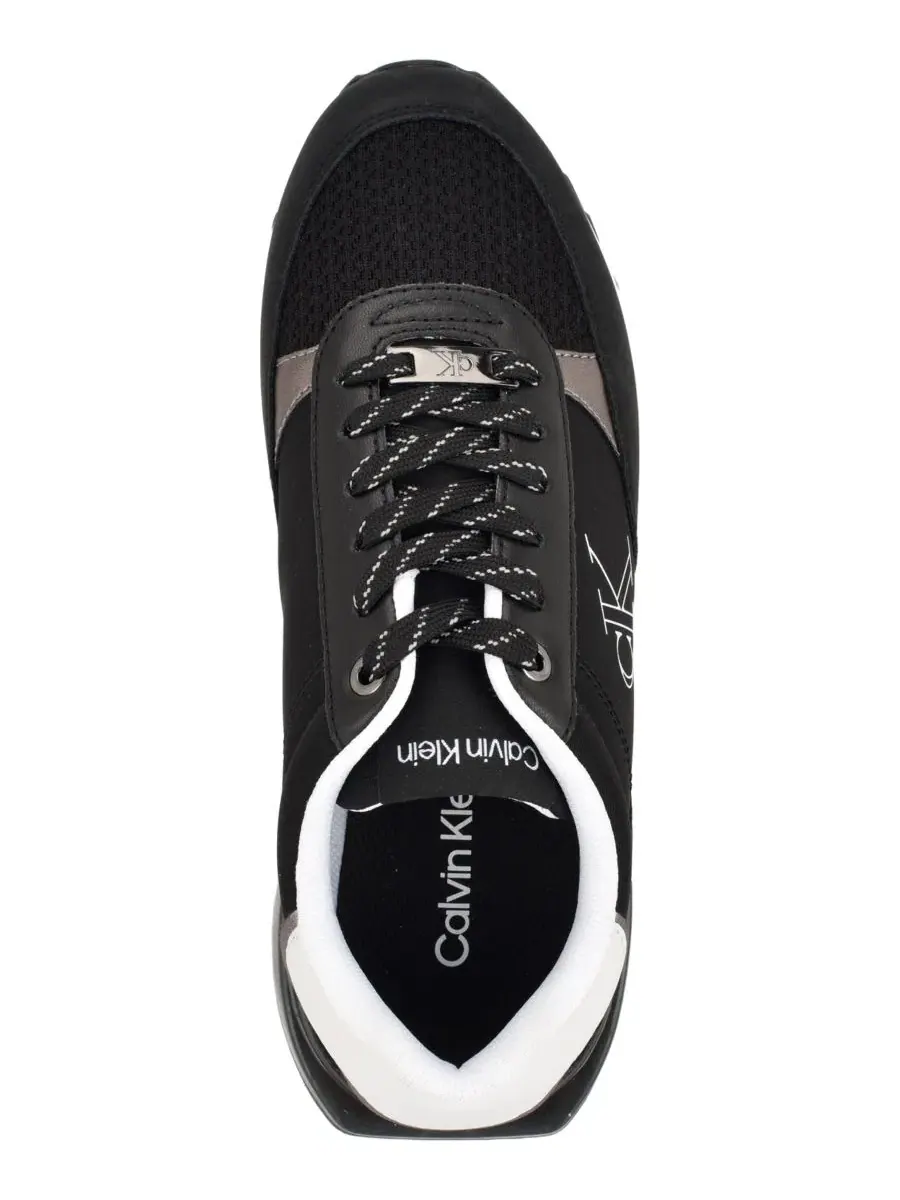 Кроссовки женские с текстильным верхом, модель Melidee Logo Lace-Up Calvin Klein — изображение 4 из 5, черный//белый