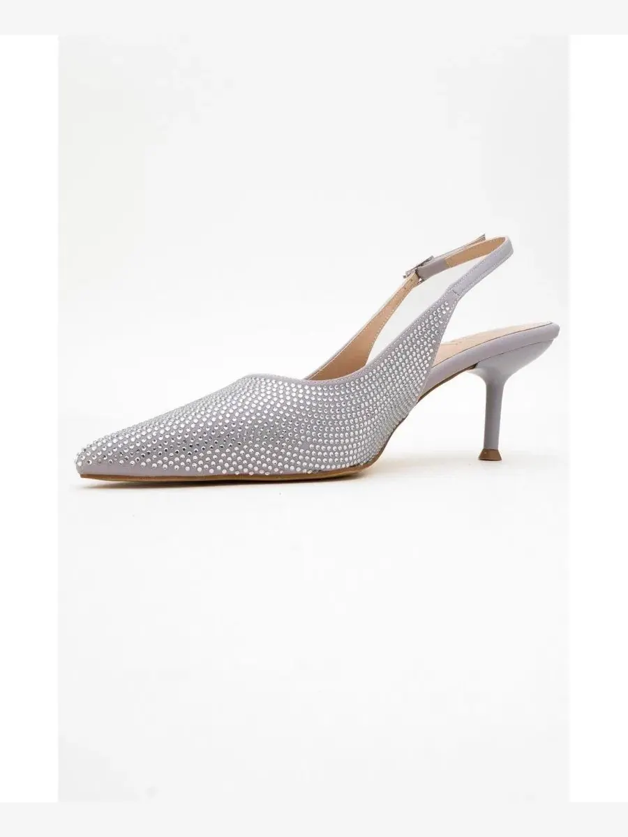 Туфли-лодочки с острым носком и стразовым декором Novs Prologue Shoes — изображение 5 из 6, серебряный