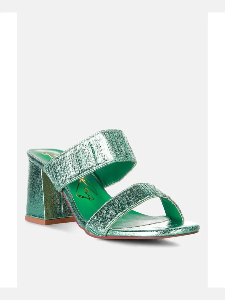 Босоножки на устойчивом каблуке Metallic Slip-On Block Heels London Rag — изображение 1 из 4, зеленый