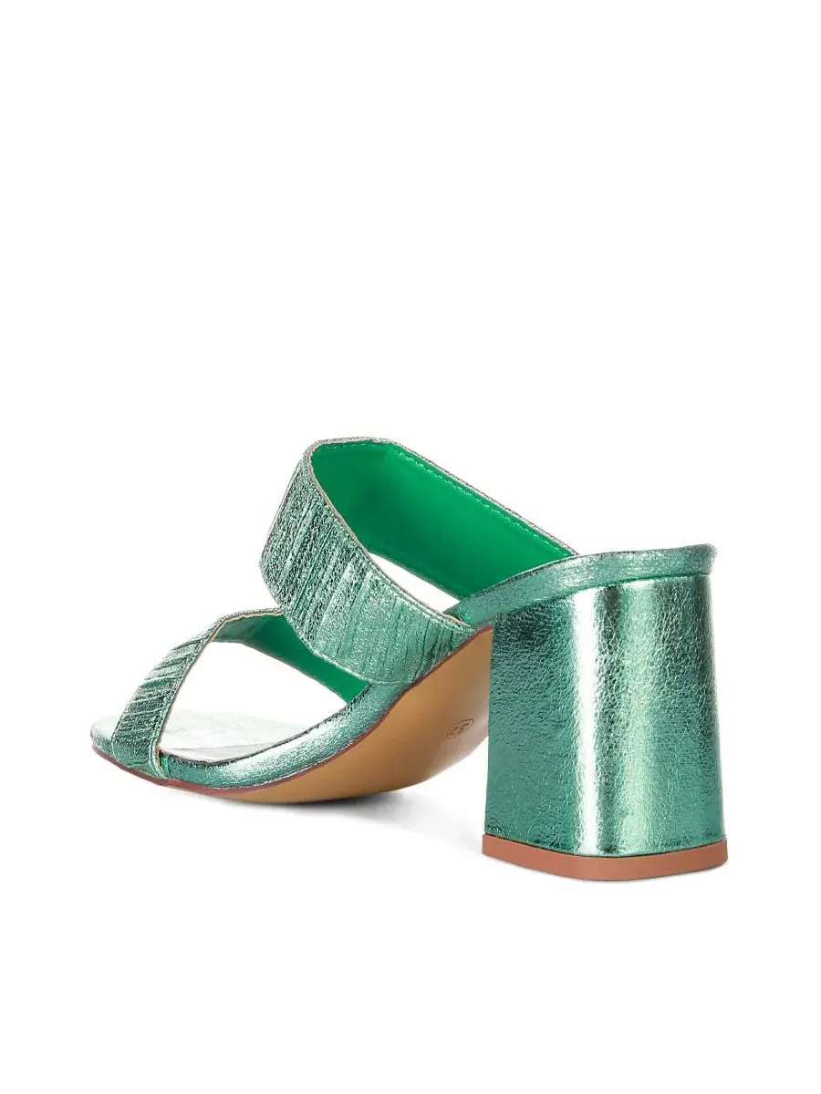 Босоножки на устойчивом каблуке Metallic Slip-On Block Heels London Rag — изображение 2 из 4, зеленый