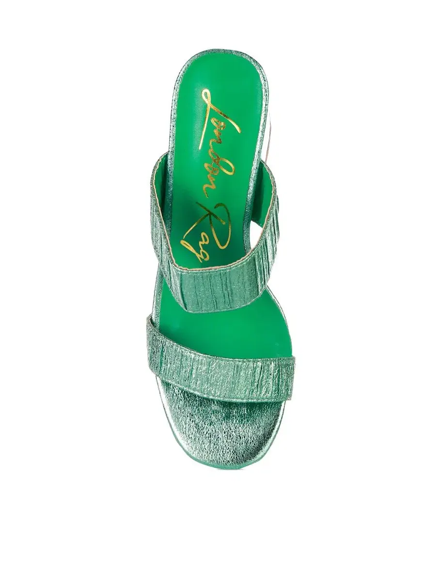 Босоножки на устойчивом каблуке Metallic Slip-On Block Heels London Rag — изображение 3 из 4, зеленый