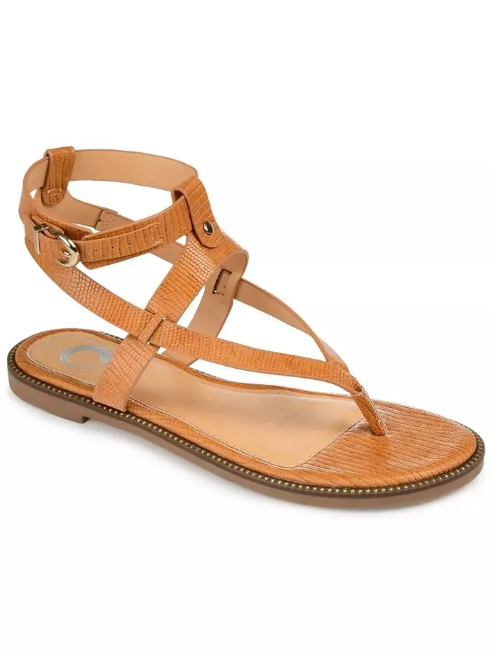 Женские сандалии Tangie Ankle Strap Flat Sandals Journee Collection — изображение 1 из 6, бежевый