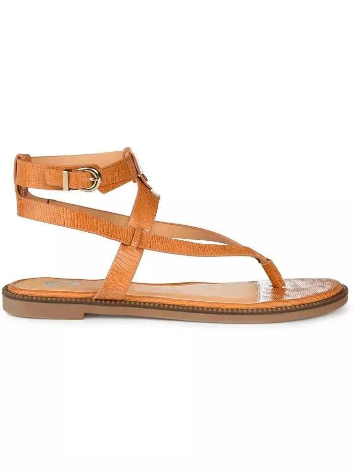 Женские сандалии Tangie Ankle Strap Flat Sandals Journee Collection — изображение 2 из 6, бежевый