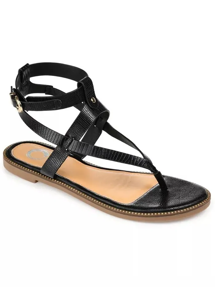 Женские сандалии Tangie Ankle Strap Flat Sandals Journee Collection — изображение 1 из 6, черный