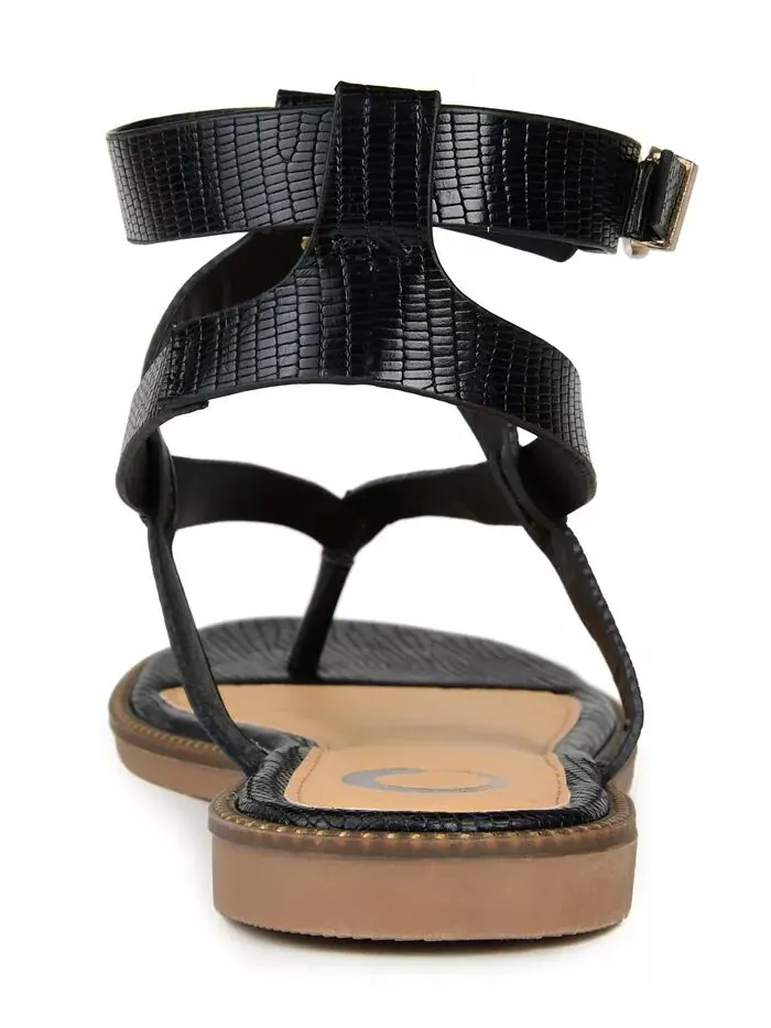 Женские сандалии Tangie Ankle Strap Flat Sandals Journee Collection — изображение 3 из 6, черный