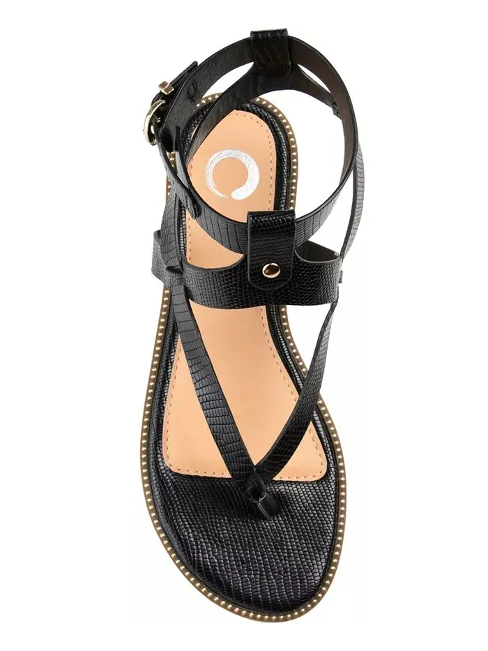 Женские сандалии Tangie Ankle Strap Flat Sandals Journee Collection — изображение 4 из 6, черный