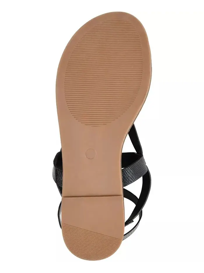 Женские сандалии Tangie Ankle Strap Flat Sandals Journee Collection — изображение 5 из 6, черный