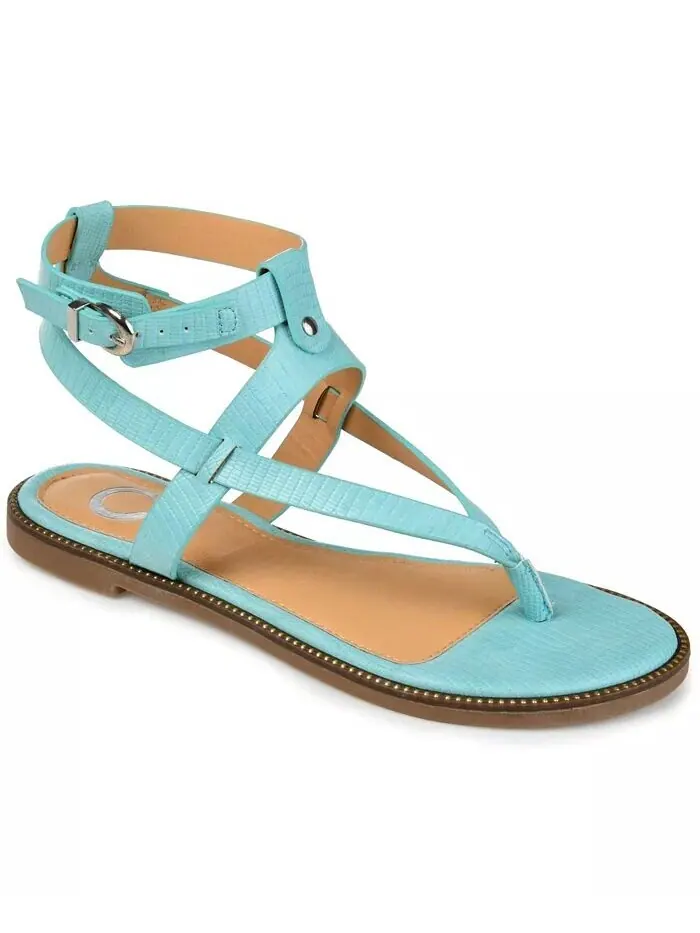 Женские сандалии Tangie Ankle Strap Flat Sandals Journee Collection — изображение 1 из 6, синий
