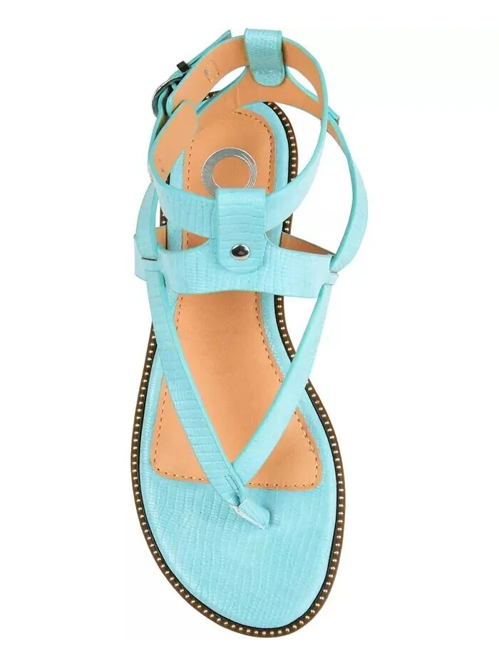 Женские сандалии Tangie Ankle Strap Flat Sandals Journee Collection — изображение 4 из 6, синий