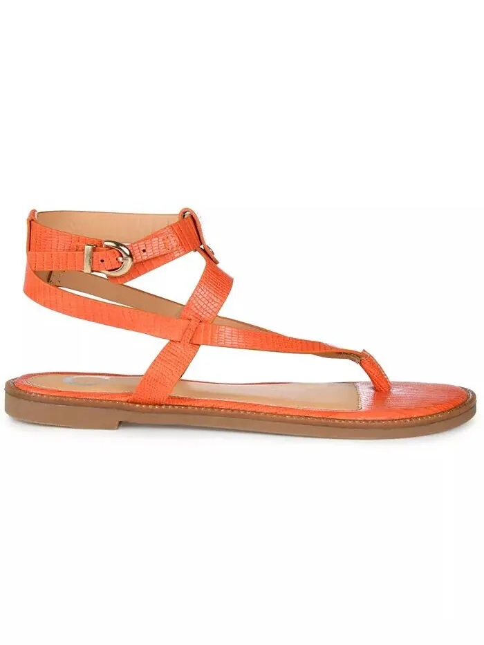 Женские сандалии Tangie Ankle Strap Flat Sandals Journee Collection — изображение 2 из 6, оранжевый