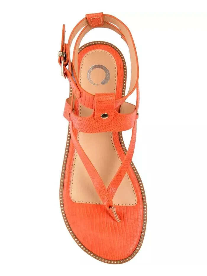 Женские сандалии Tangie Ankle Strap Flat Sandals Journee Collection — изображение 4 из 6, оранжевый