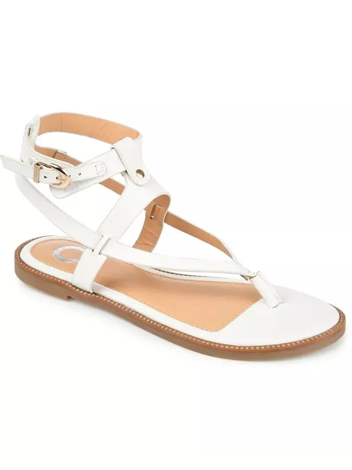 Женские сандалии Tangie Ankle Strap Flat Sandals Journee Collection — изображение 1 из 6, белый