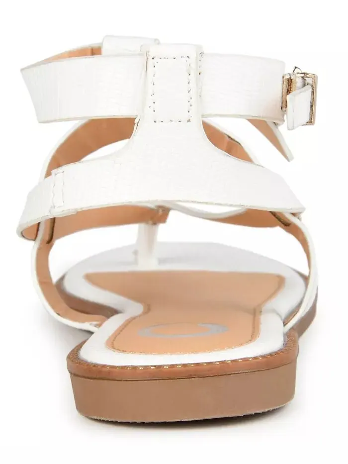 Женские сандалии Tangie Ankle Strap Flat Sandals Journee Collection — изображение 3 из 6, белый