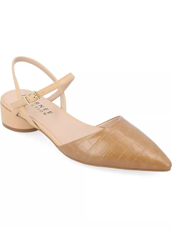 Женские туфли Brynn Block Heel с острым носком Journee Collection — изображение 1 из 6, бежевый