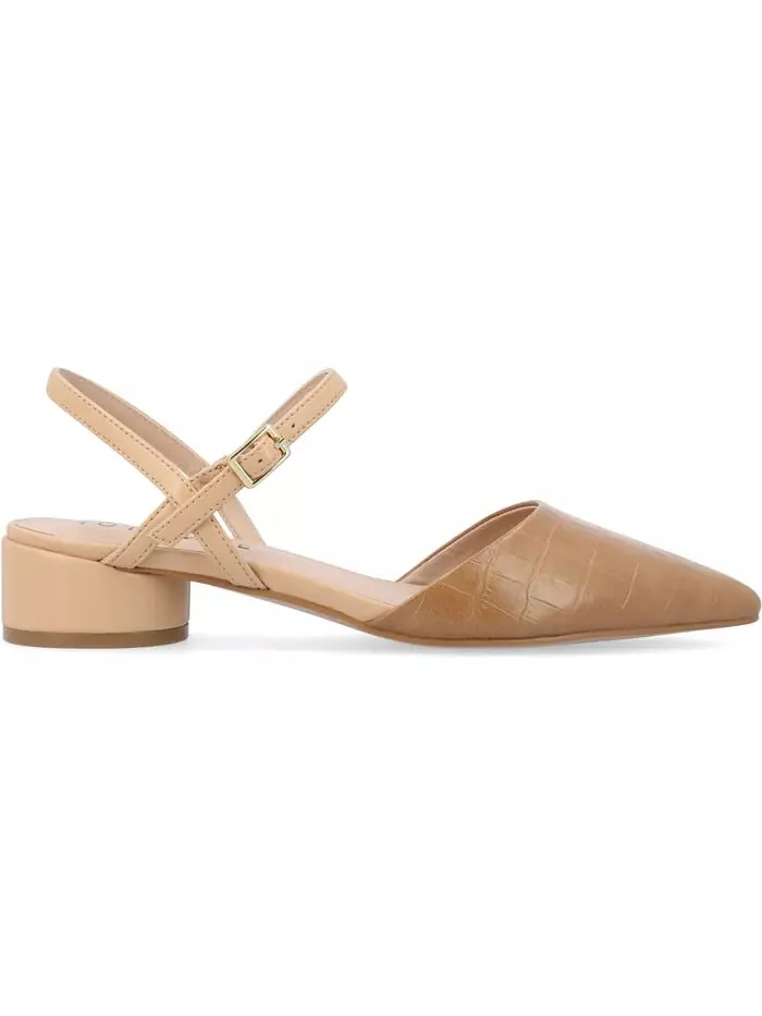 Женские туфли Brynn Block Heel с острым носком Journee Collection — изображение 2 из 6, бежевый