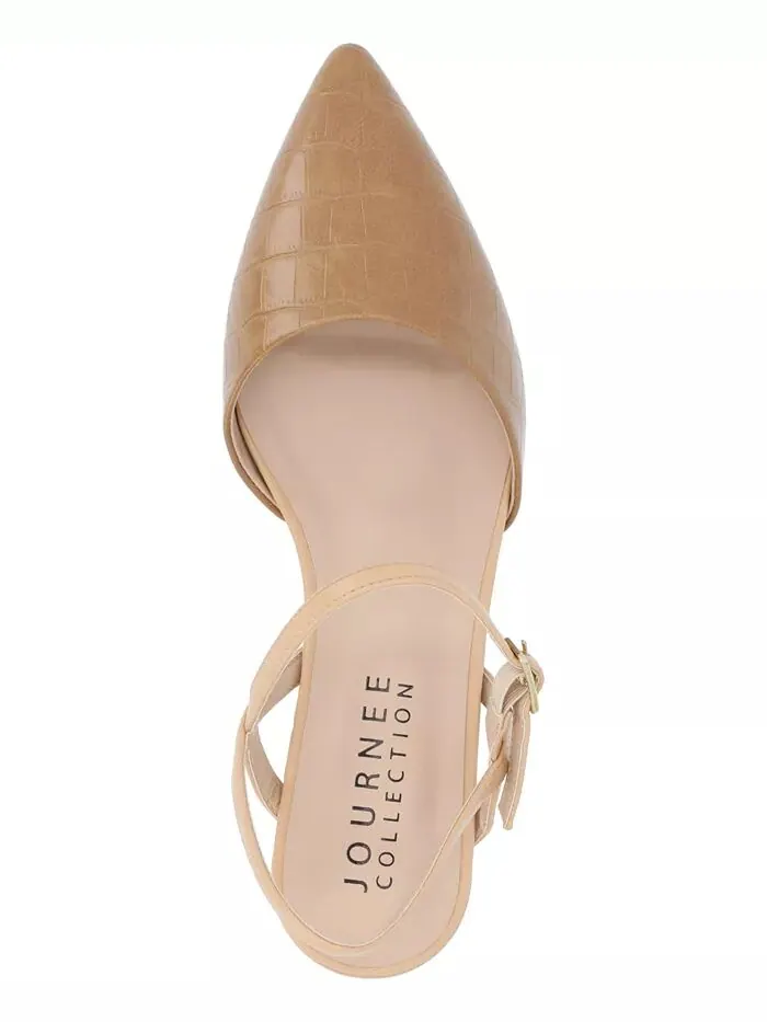 Женские туфли Brynn Block Heel с острым носком Journee Collection — изображение 4 из 6, бежевый