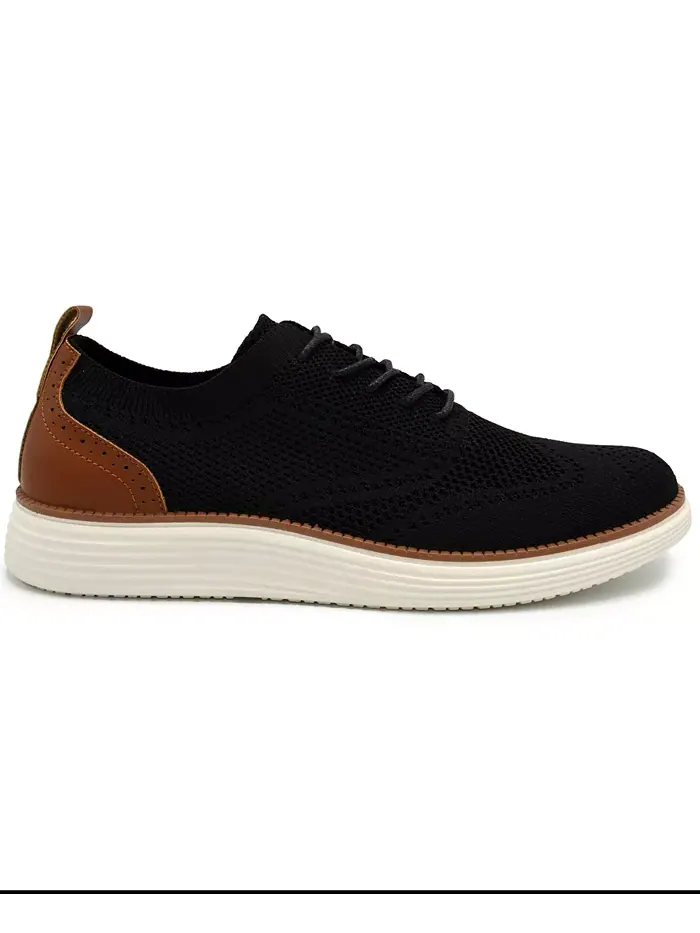 Мужские оксфорды Olney Wingtip с вязаным верхом Akademiks — изображение 2 из 7, черный/белый