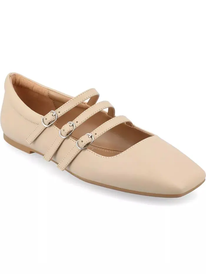 Женские балетки Darlin Multi Strap Mary Jane Square Toe Journee Collection — изображение 1 из 6, нудовый