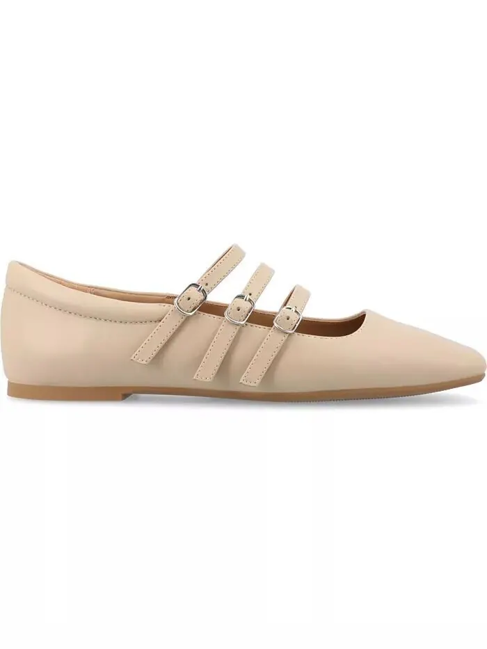 Женские балетки Darlin Multi Strap Mary Jane Square Toe Journee Collection — изображение 2 из 6, нудовый