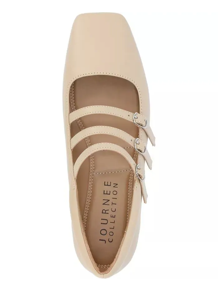 Женские балетки Darlin Multi Strap Mary Jane Square Toe Journee Collection — изображение 4 из 6, нудовый