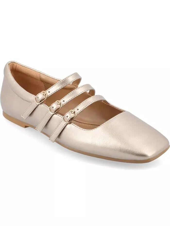Женские балетки Darlin Multi Strap Mary Jane Square Toe Journee Collection — изображение 1 из 7, золото