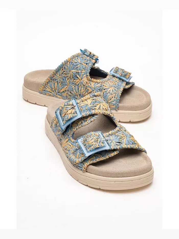 Сандалии Milana Leather с двумя ремешками (женские) Forever & Always Shoes — изображение 1 из 6, синий