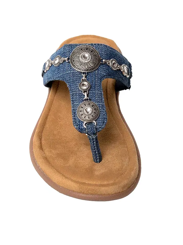 Женские сандалии-танкетки Brecca с декоративными элементами Minnetonka — изображение 2 из 4, синий