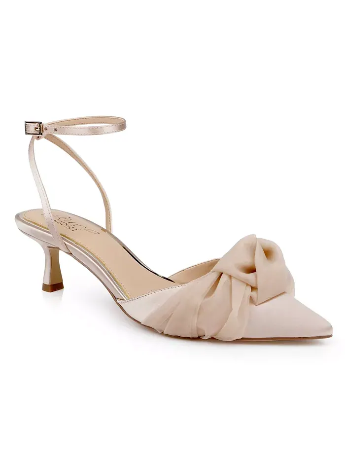 Женские вечерние туфли Favor Knot на каблуке Jewel Badgley Mischka — изображение 1 из 5, бежевый