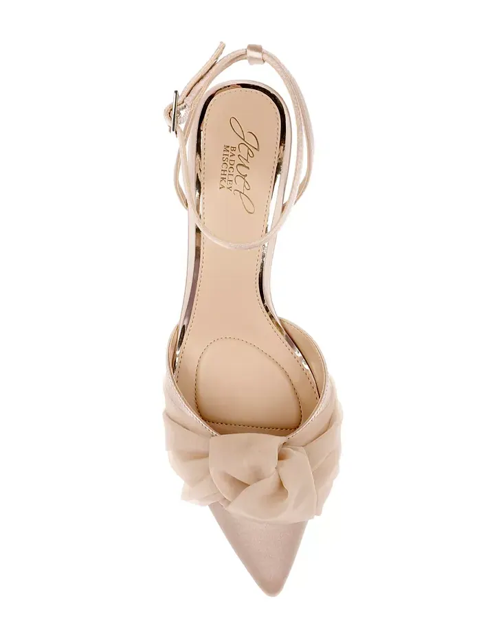 Женские вечерние туфли Favor Knot на каблуке Jewel Badgley Mischka — изображение 4 из 5, бежевый
