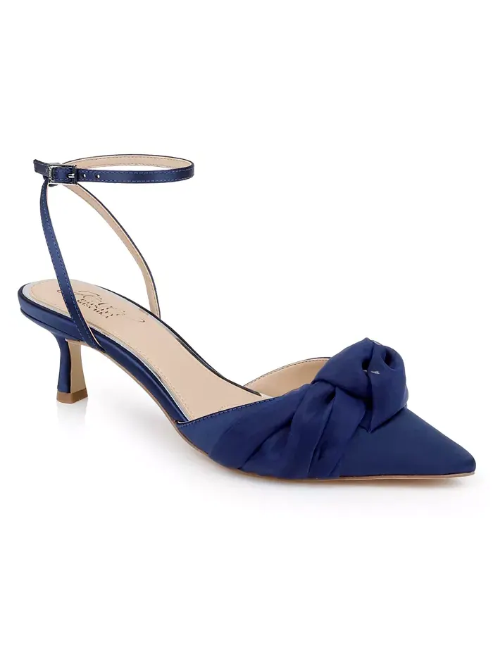 Женские вечерние туфли Favor Knot на каблуке Jewel Badgley Mischka — изображение 1 из 5, темно-синий