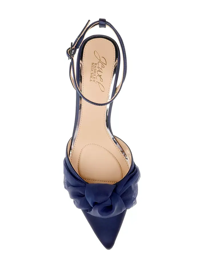 Женские вечерние туфли Favor Knot на каблуке Jewel Badgley Mischka — изображение 4 из 5, темно-синий
