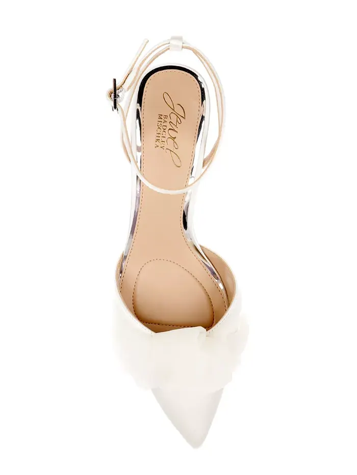 Женские вечерние туфли Favor Knot на каблуке Jewel Badgley Mischka — изображение 4 из 5, слоновая кость
