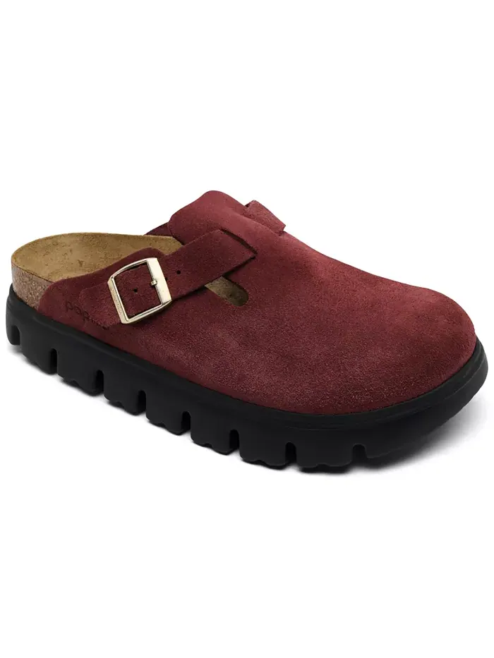 Женские босоножки-сабо из массивной замши и кожи на платформе от Finish Line Birkenstock — коричневый